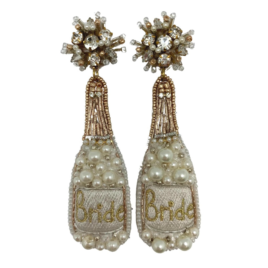 Allie Beads Bridal Champagne Earrings