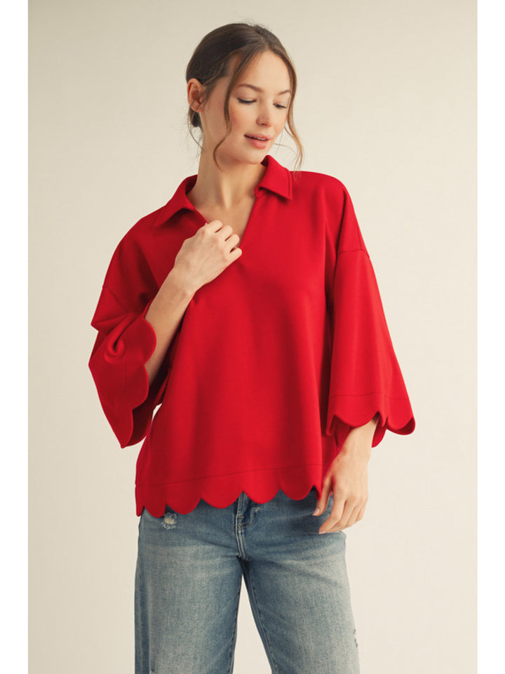 Isabelle Scalloped Knit Top