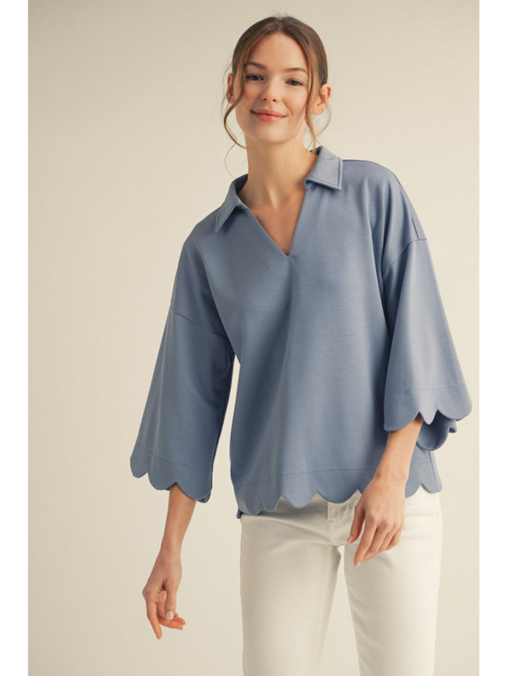 Isabelle Scalloped Knit Top