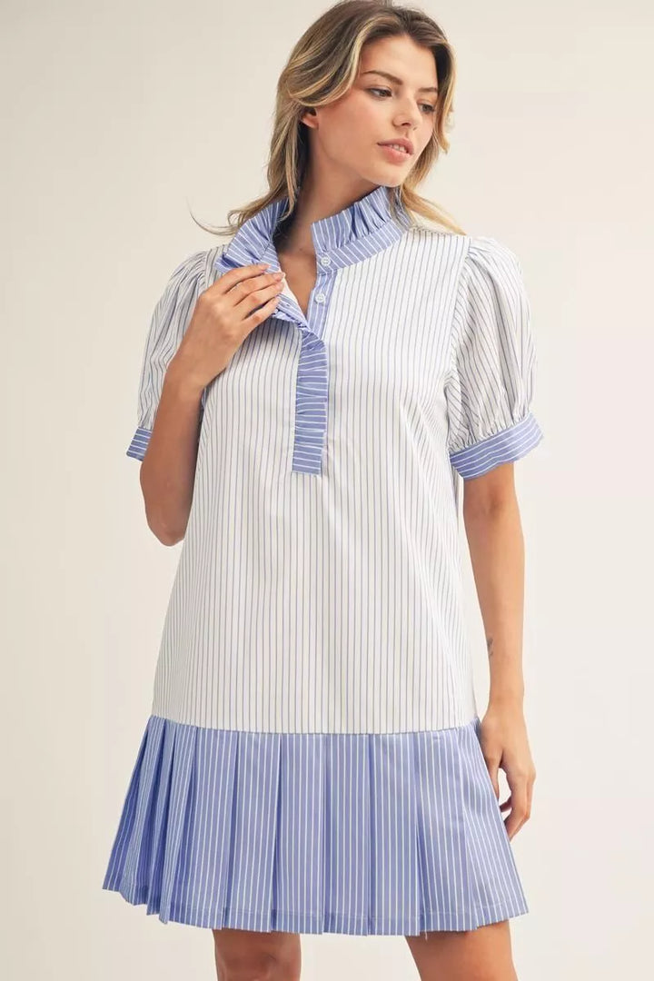 Jane Blue & White Striped Dress
