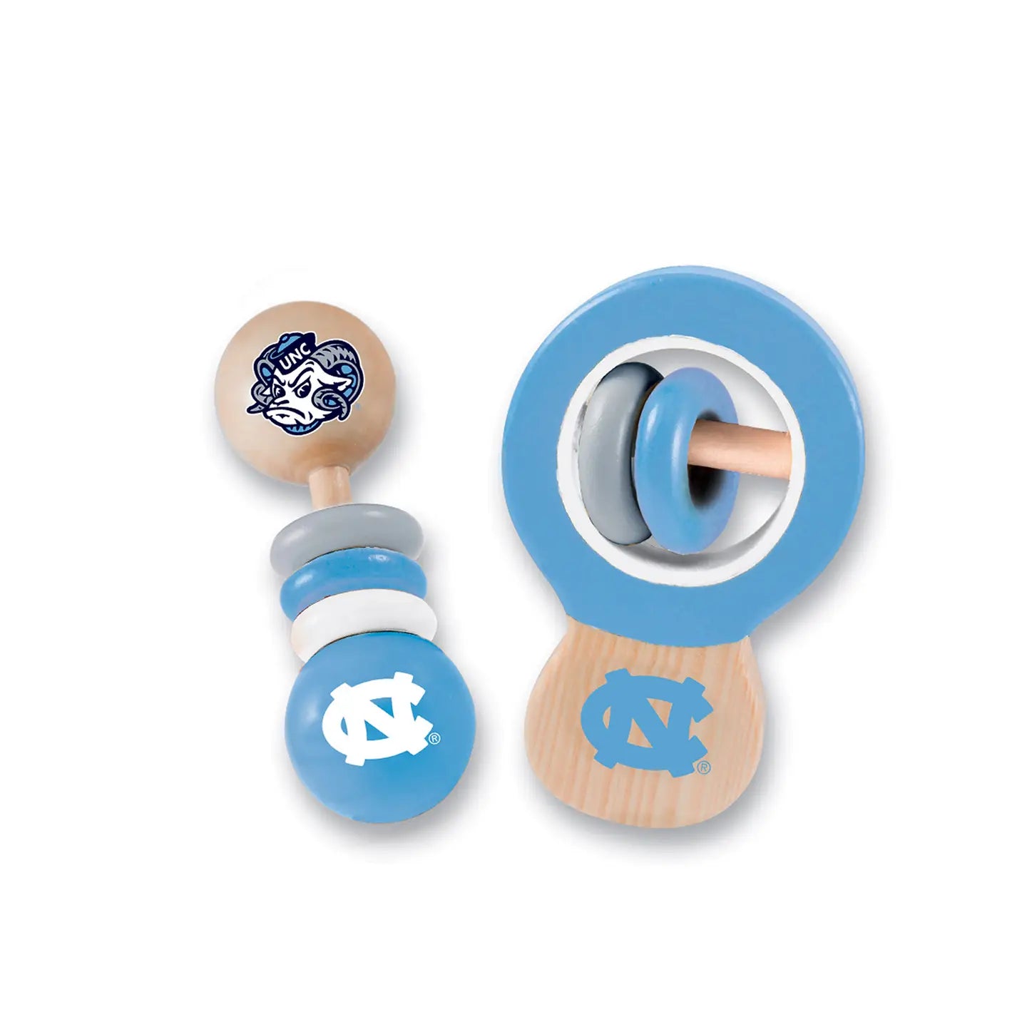 Tar Heels Wooden Baby Rattle