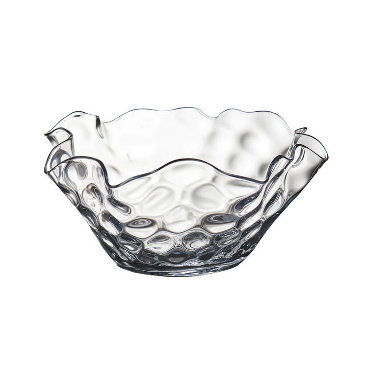Small Clear Textured Glass Wavy Bowl