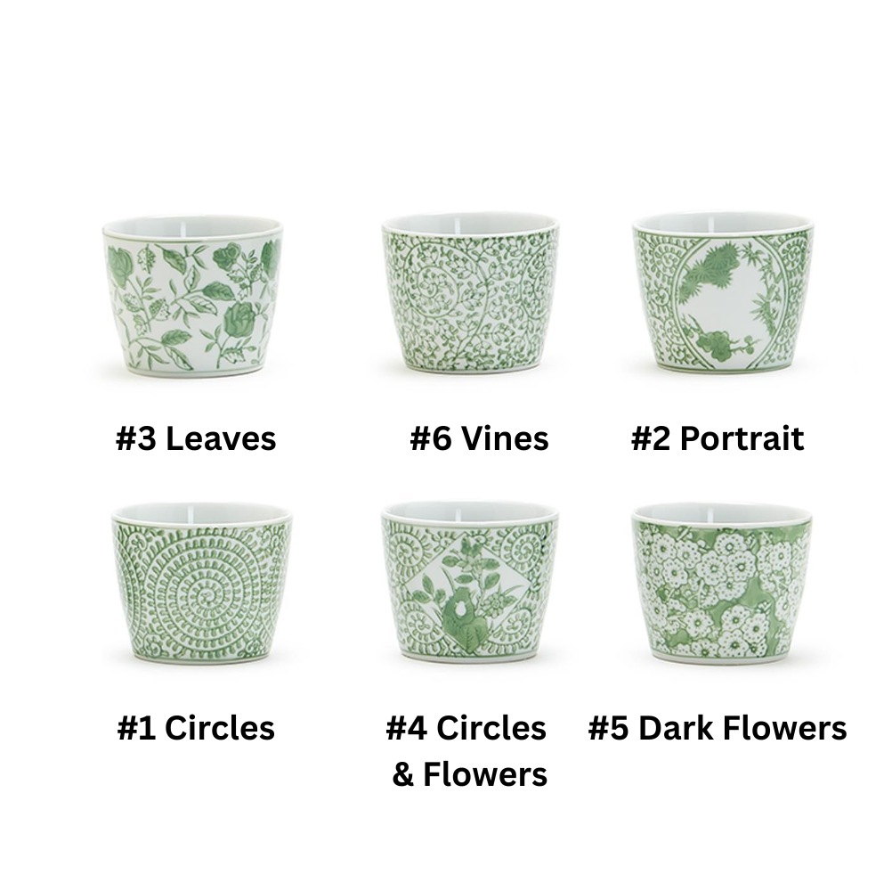 Small Green & White Canton Cachepot