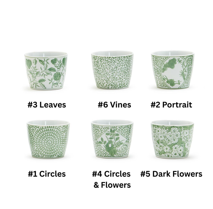 Small Green & White Canton Cachepot