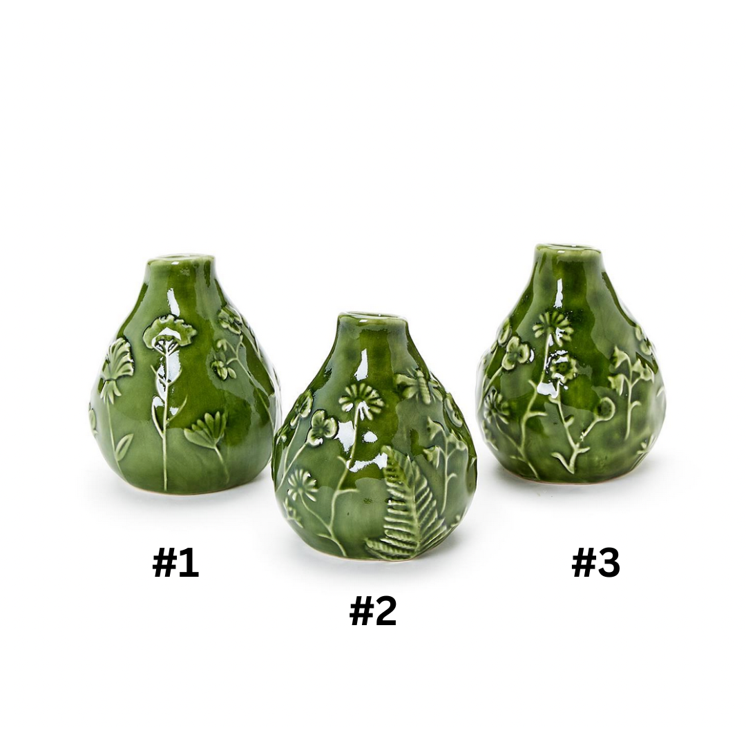 Green Ceramic Bud Vase