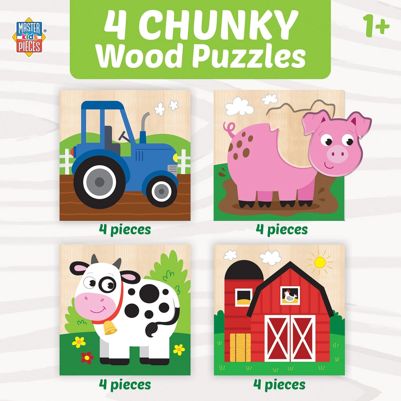 Farm Chunky Wood Puzzle Set of 4