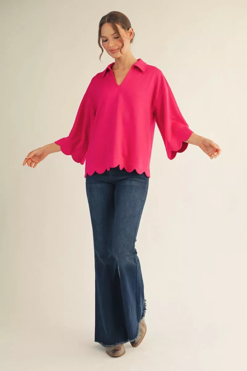 Isabelle Scalloped Knit Top