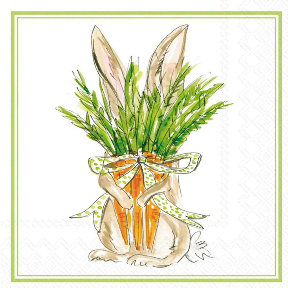 Easter Bunny with Carrot Cocktail Napkin