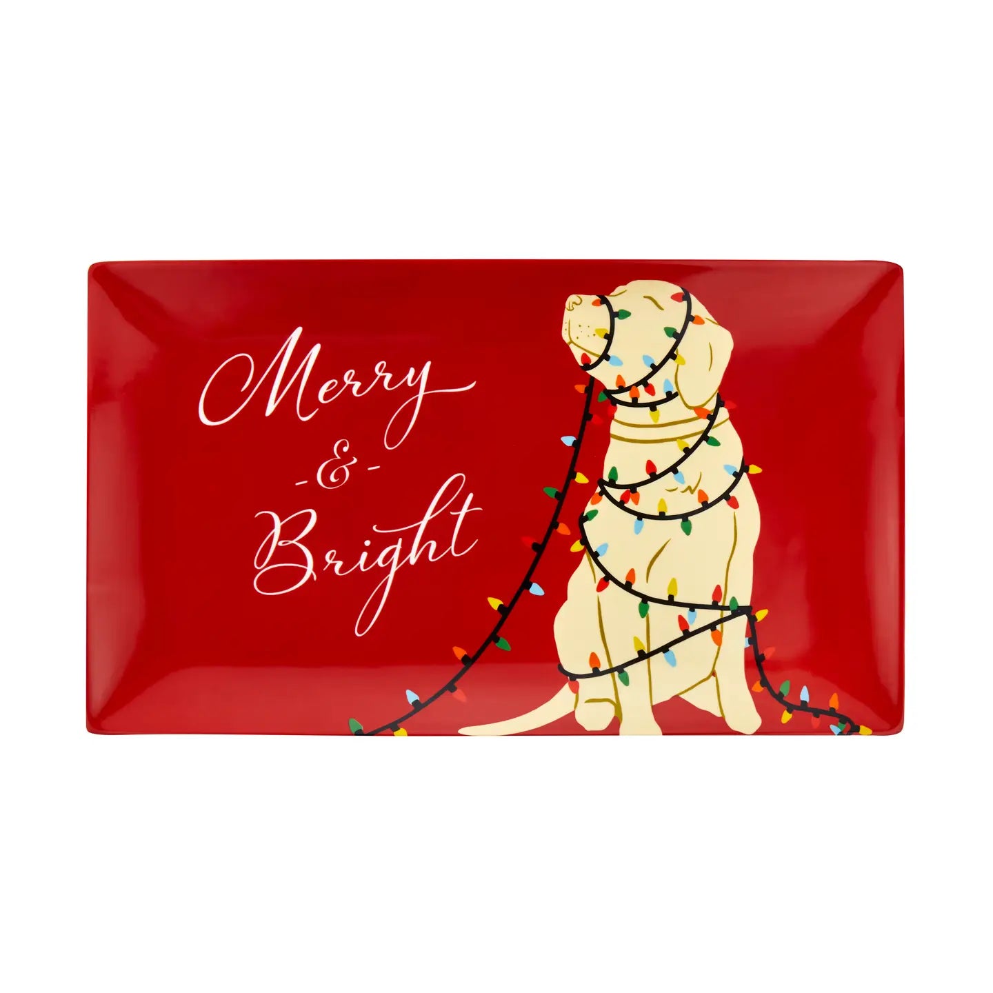 Merry & Bright Dog with Lights Platter