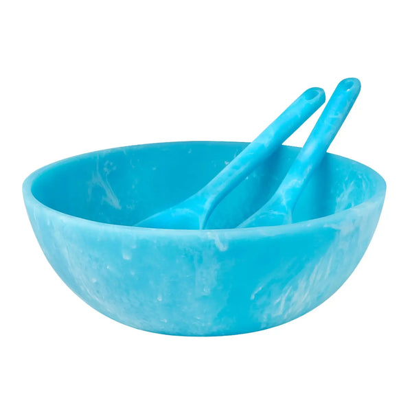 Matte Aqua Resin Salad Server Set