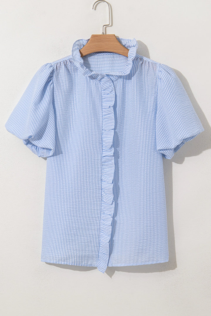 Nora Blue Seersucker Top