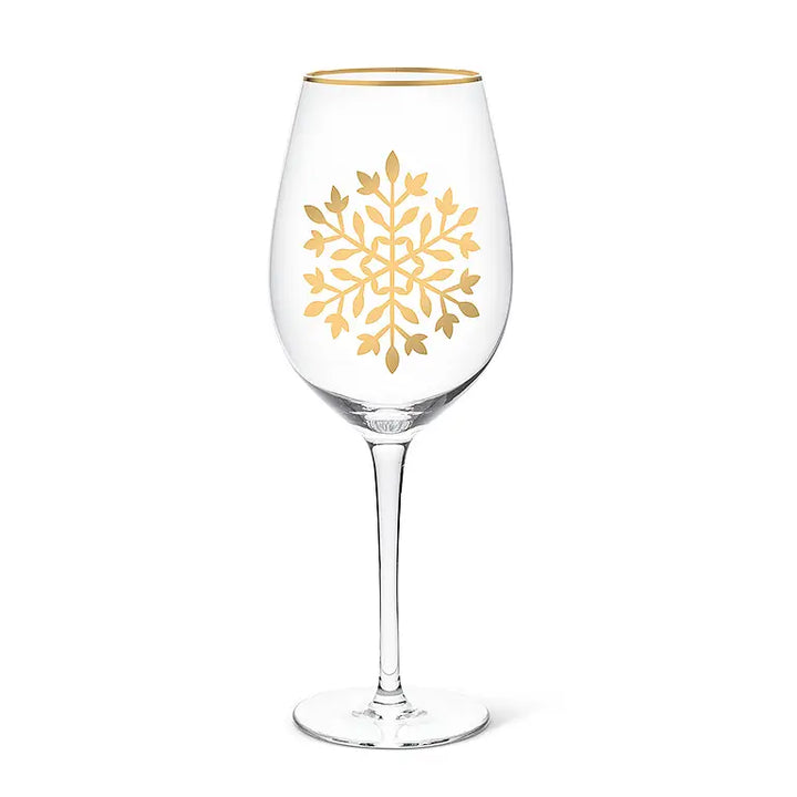Gold Snowflake Wine Glass