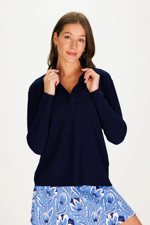 Shea Navy Long Sleeve Polo