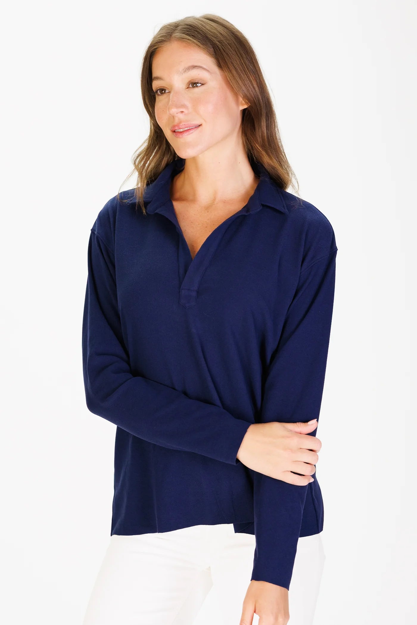 Shea Navy Long Sleeve Polo