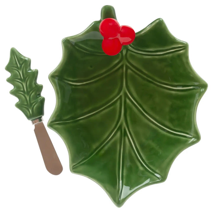 Holly Leaf Bowl & Speader