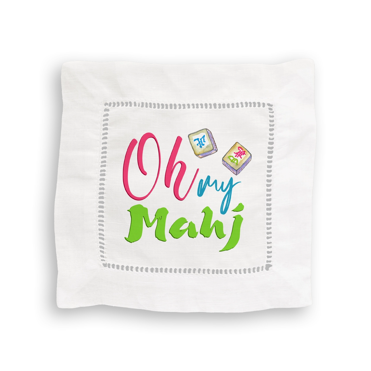 Mahjong Linen Cocktail Napkins Set/4