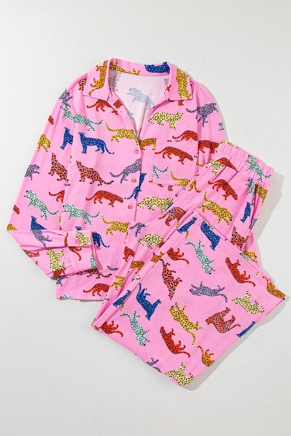 Multicolor Cheetahs Pajama Set