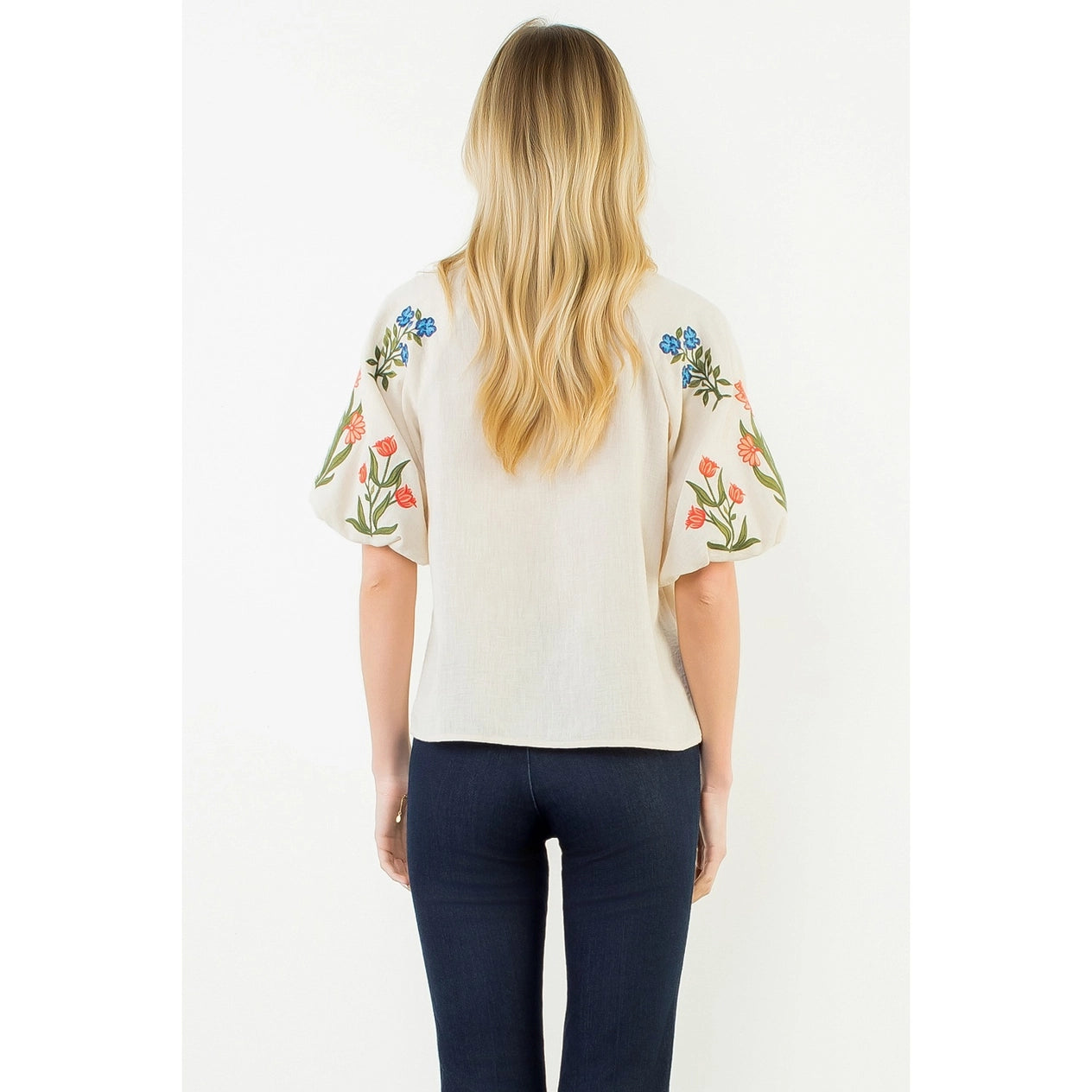 Marla Cream Embroidered Floral Top