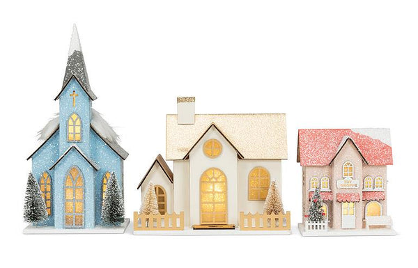 Small Light Up Holiday Village Houses