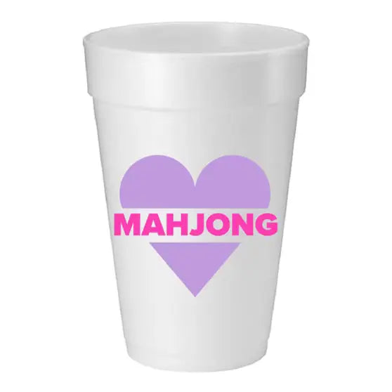 Heart Mahjong Styrofoam Cups Set/10