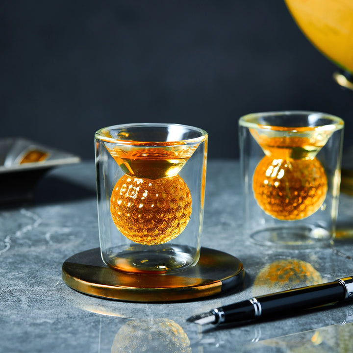 Golf Ball Shot Glass Pair