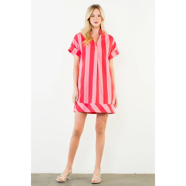 Rebecca Pink & Red Striped Dress