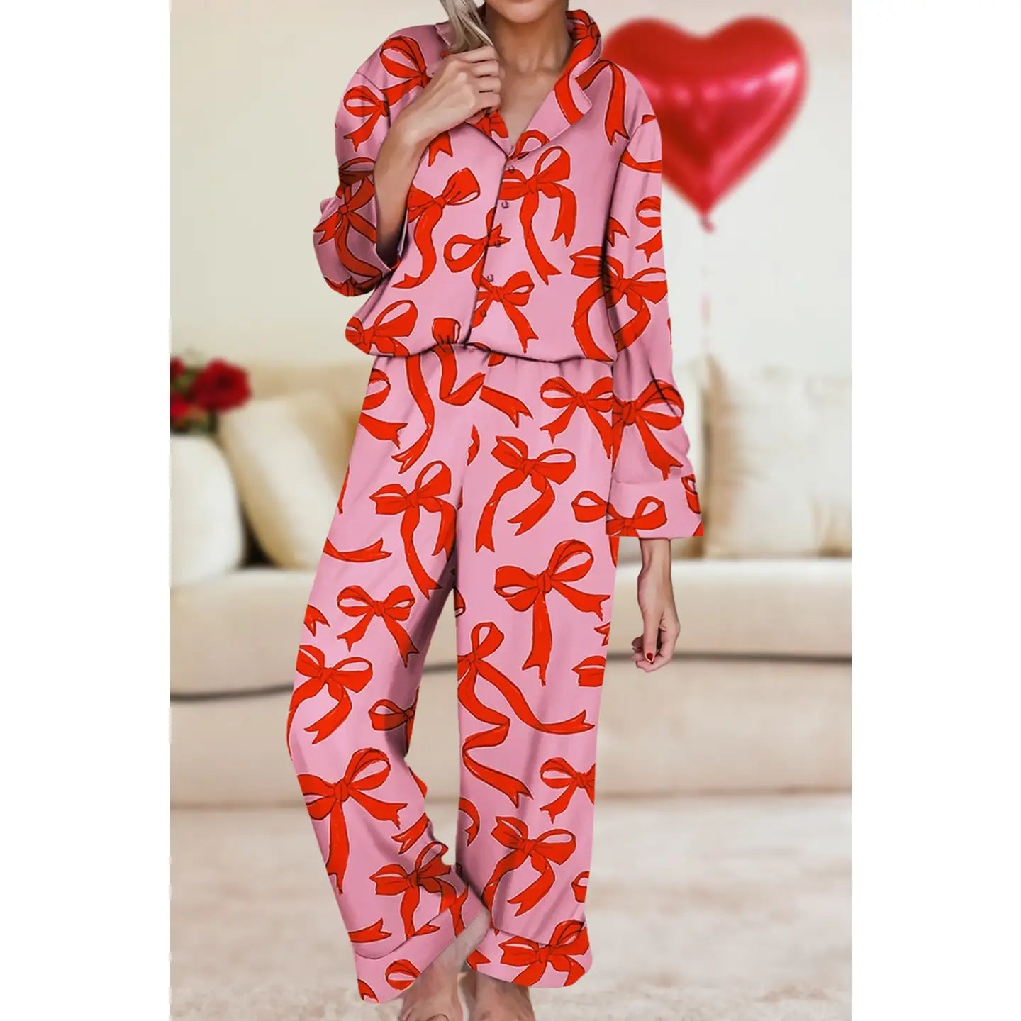 Red & Pink Bows Pajama Set