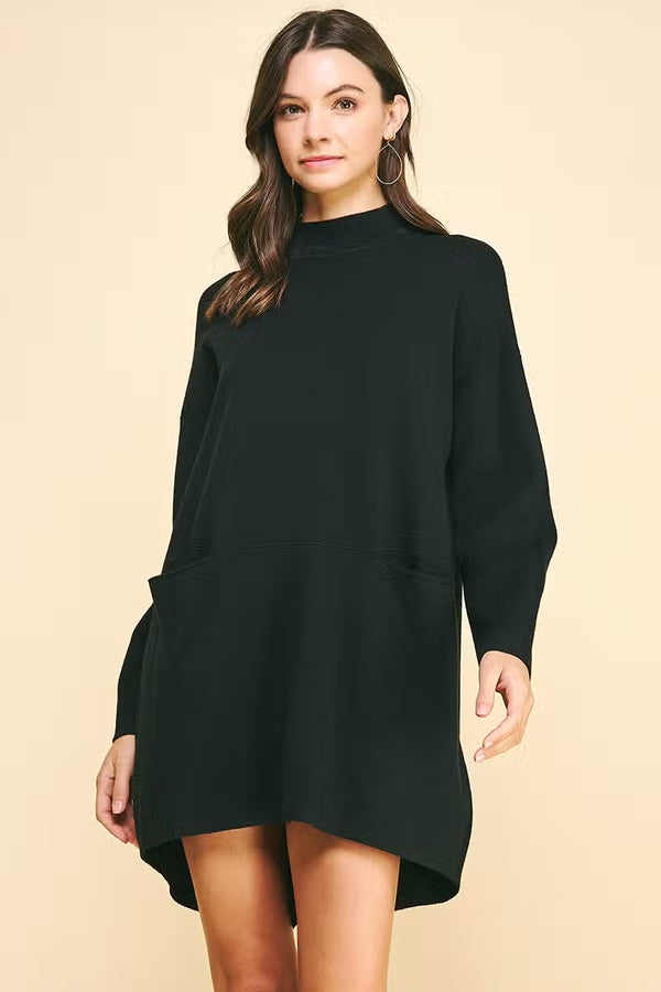 Black Mock Neck Sweater Dress