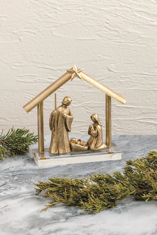 Gold Nativity with Acrylic Base