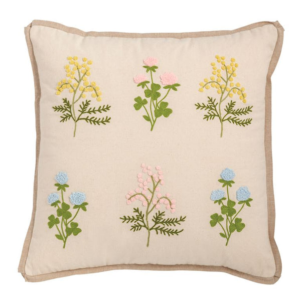 Floral Embroidered Pillow