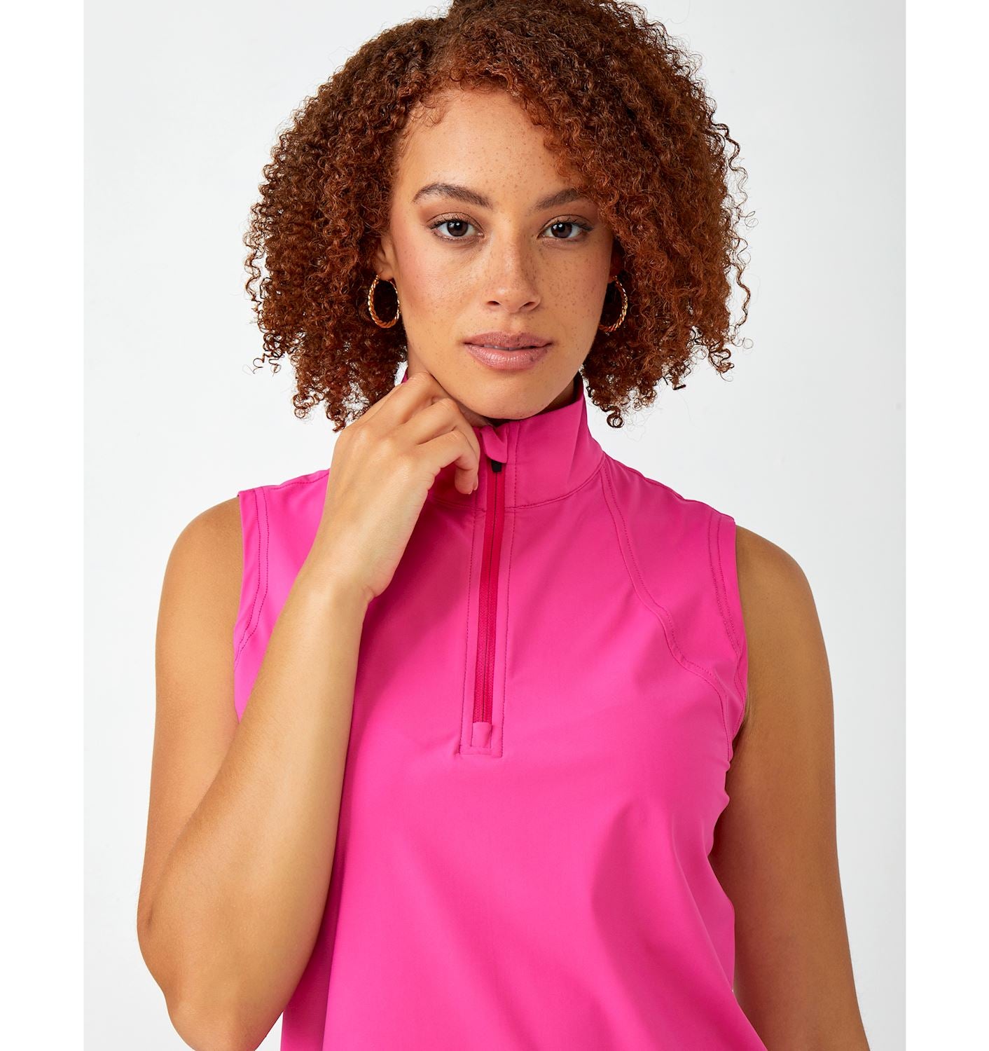 Sherry Hot Pink Quarter Zip Tank