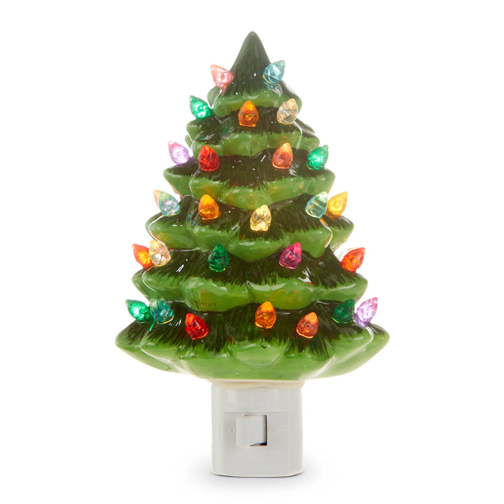 Vintage Green Christmas Tree Night Light