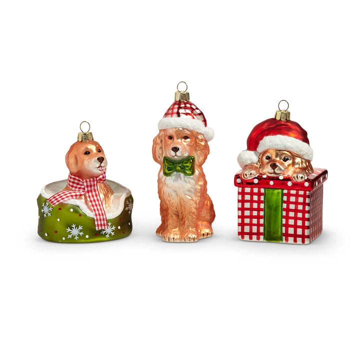 Holiday Pup Glass Ornament