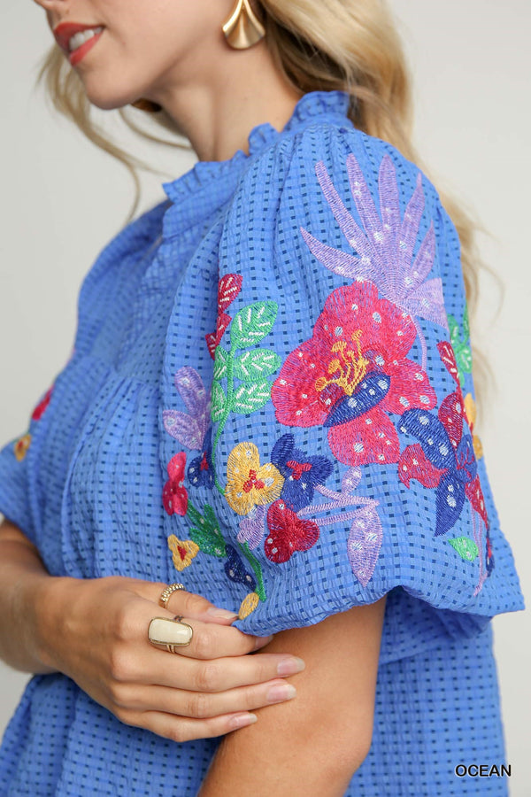 Juniper Blue Embroidered Dress