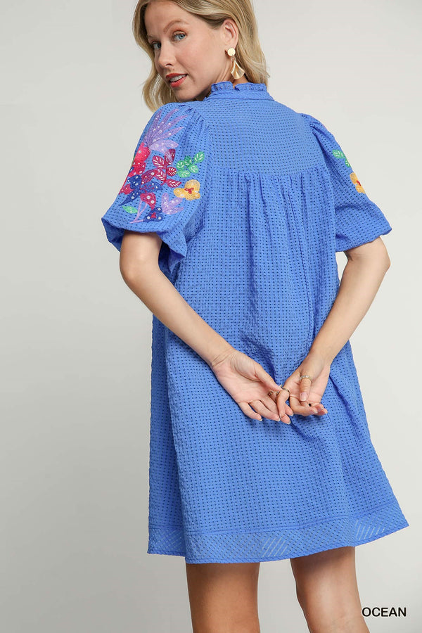 Juniper Blue Embroidered Dress