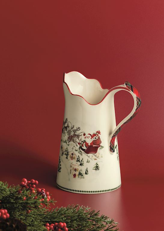 Christmas Santa Scene Handle Pitcher