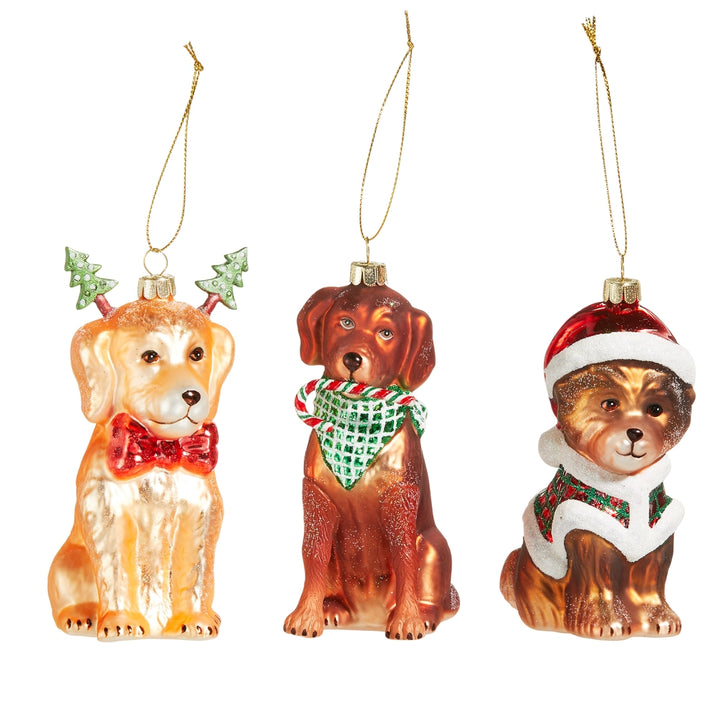 Holiday Pup Glass Ornament