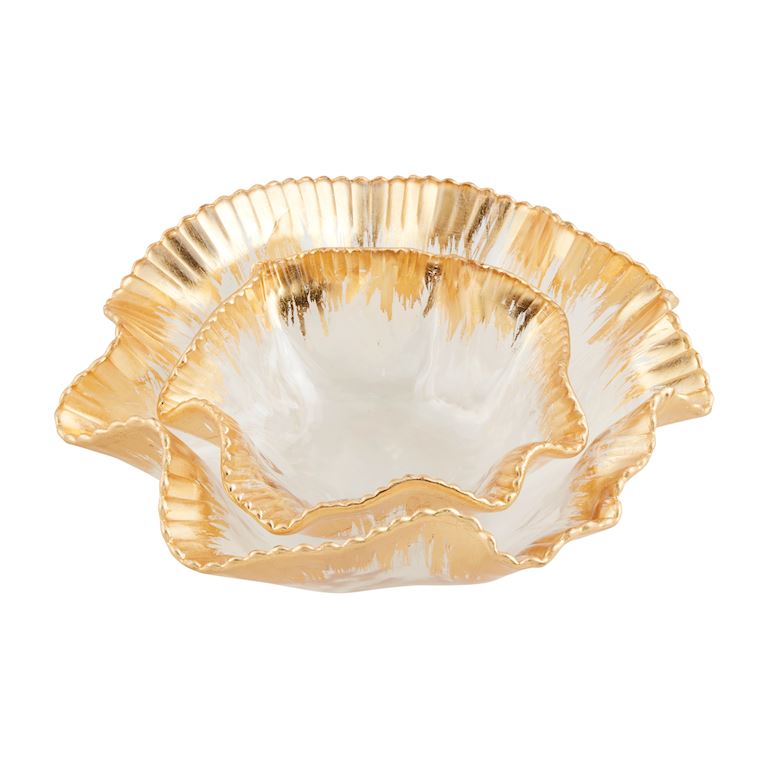 Gold Ruffle Glass Bowl
