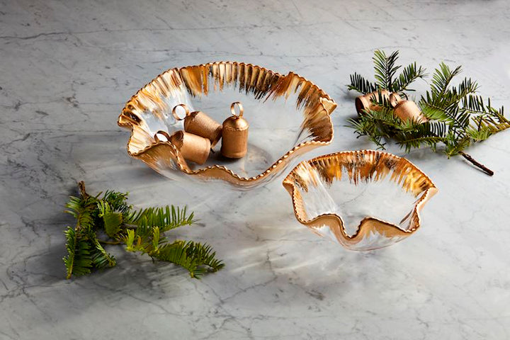 Gold Ruffle Glass Bowl