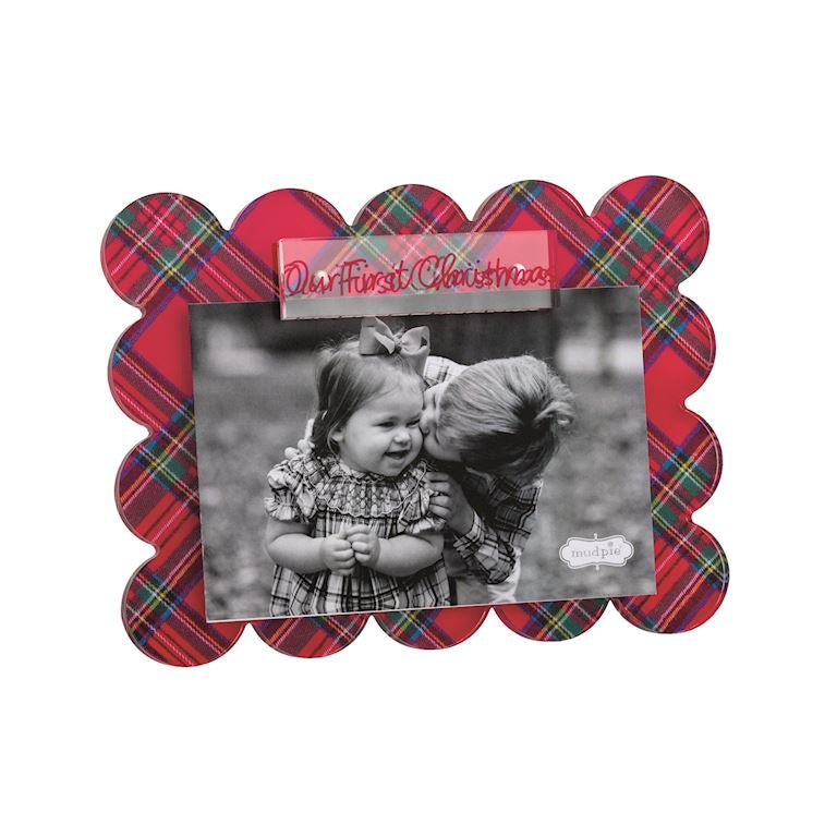 Our First Christmas Scallop Tartan Frame