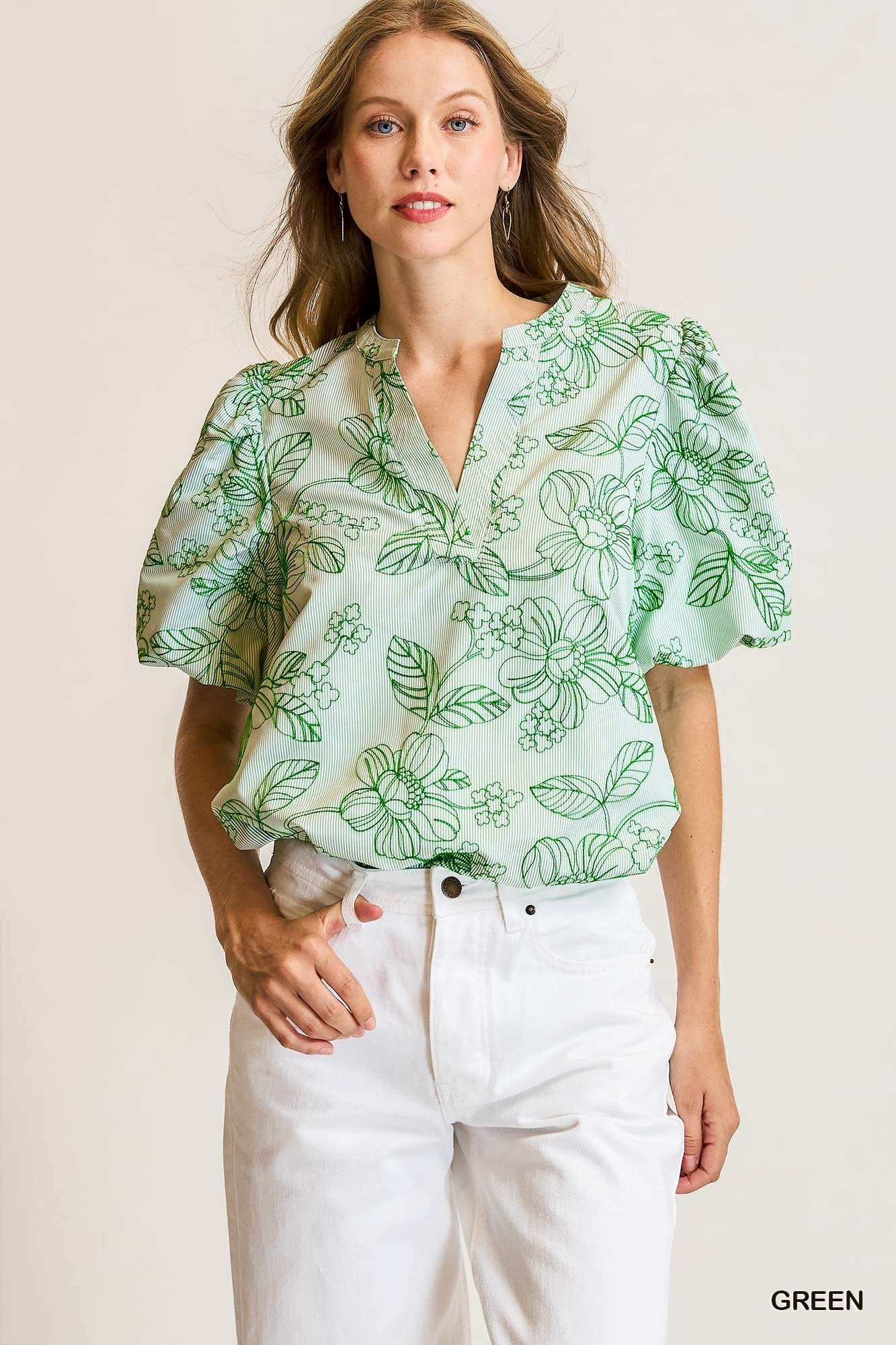 Miranda Green Embroidered Floral Top