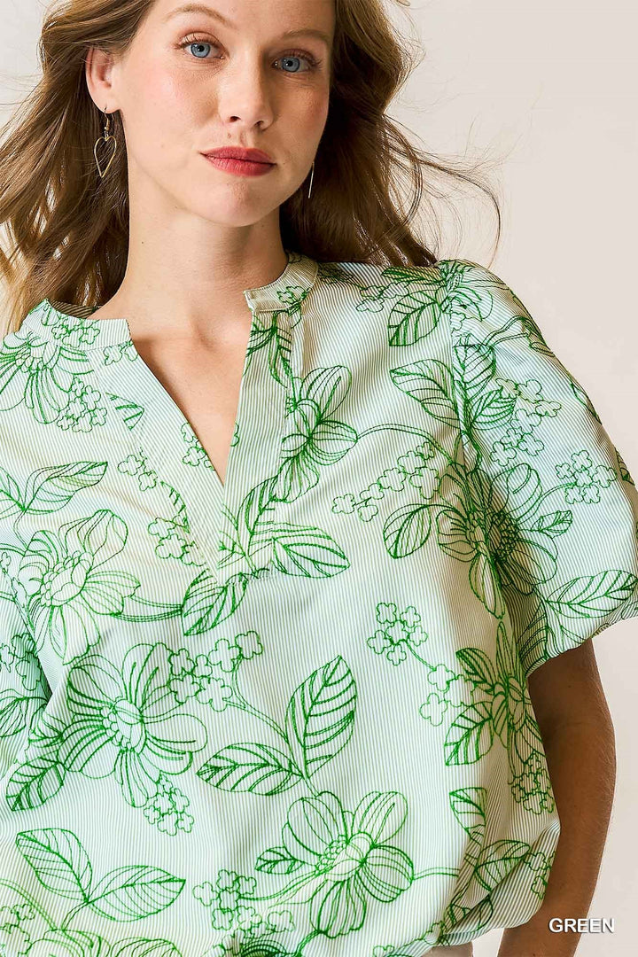 Miranda Green Embroidered Floral Top