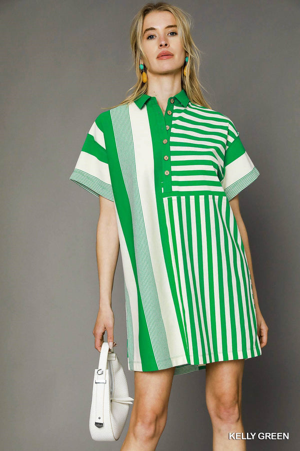 Pippa Green Combo Stripe Dress