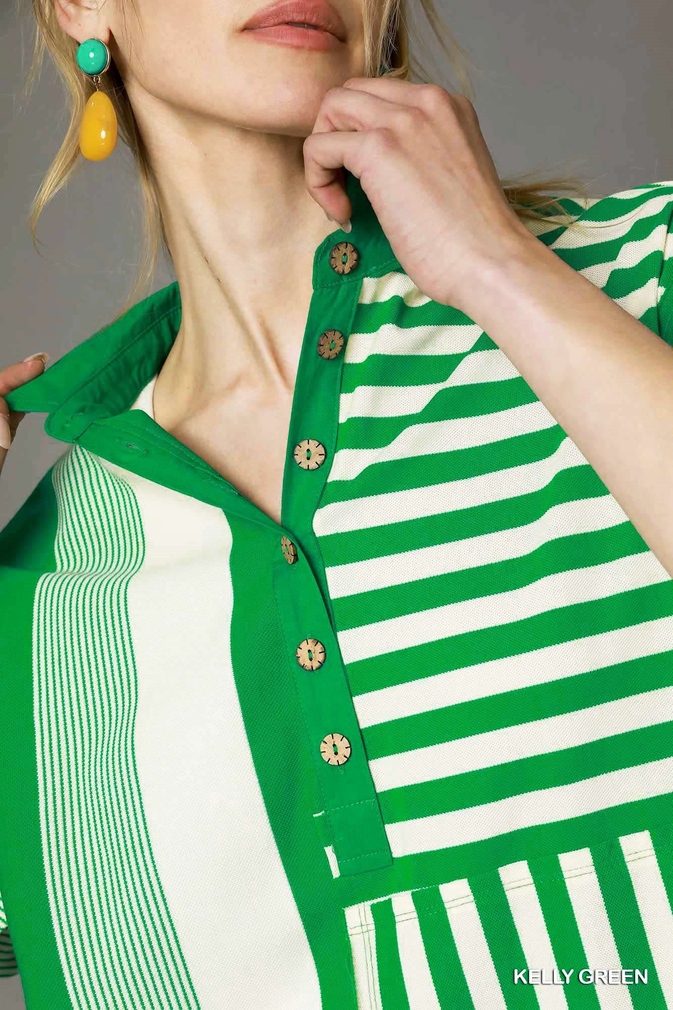 Pippa Green Combo Stripe Dress