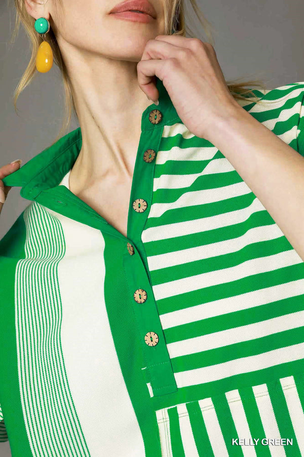 Pippa Green Combo Stripe Dress
