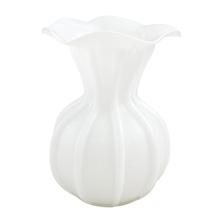 White Ruffle Glass Vase