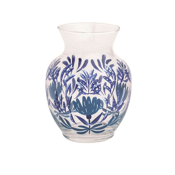 Blue Printed Glass Vase
