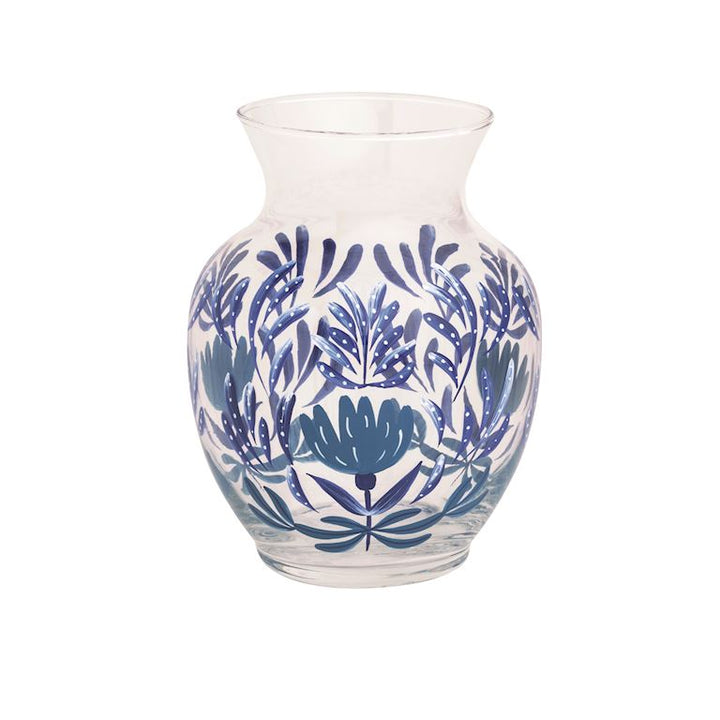 Blue Printed Glass Vase