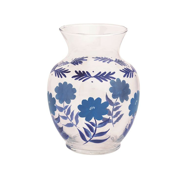 Blue Printed Glass Vase