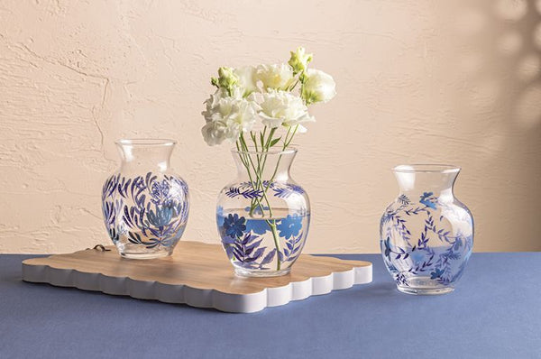 Blue Printed Glass Vase